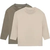 Minymo T-Shirt Ls Loose Fit (2-Pack) - Khaki green - 116