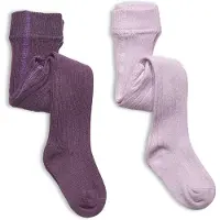 Minymo Stocking - Solid Rib 2-Pack - Purple - 140-146