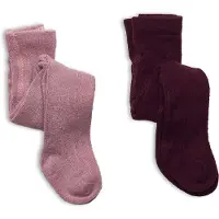 Minymo Wool Stocking - Rib 2-Pack - Pink - 140-146