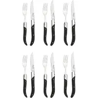 Laguiole by Hâws 6 Steak Knives And 6 Forks - Black Wood - Black - ONE SIZE