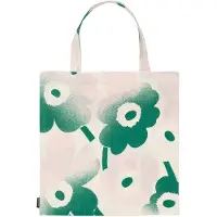 Marimekko - Pieni Unikko Ostoskassi 42x43 cm Valkoinen/Roosa/Vihreä