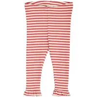 Green Cotton Rib Stripe Frill Leggings Baby - Red - 62