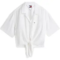 Tommy Hilfiger Pusero 'Crinkle Front Short Sleeve' valkoinen