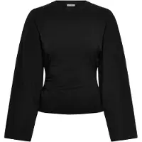 Weekday Ruched Long-Sleeved T-Shirt - Black - XS