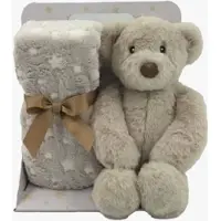 CarloBaby Fleeceviltti + Pehmolelu Nalle, Beige