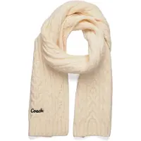 Coach Embroidred Cable Knit Muffler - Cream - ONE SIZE