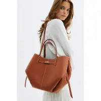 Gina Tricot  - Detail strap tote bag - käsilaukut - Ruskea - ONESIZE - Naiset