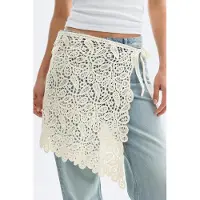 Gina Tricot Knitted Crochet Apron Skirt - Cream - M