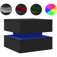 vidaXL Sohvapöytä LED-valoilla musta 50x50x40 cm