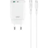 XO CE30 pikalaturi 30W – USB-C PD / USB-seinälaturi Lightning-kaapelilla