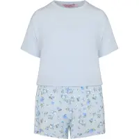Hunkemoller Pyjamashortsit 'Daisy' pastellinsininen / vaaleansininen / vihreä / valkoinen