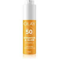 Olay Vitamin C Brighten & Glow kosteuttava fluidi sisältää niasiiniamidia SPF 50+ 50 ml