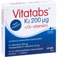 Vitatabs K2 200 μg + D3-vitamiini K2 - D3-vitamiinitabletti ravintolisä