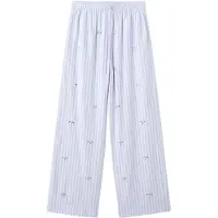 Mango Striped Trousers With Bead Detailing - Blue - M