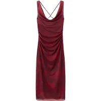 Mango Draped Fitted Dress - Burgundy - XS
