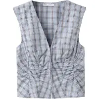 Mango Ruched Detail Striped Blouse - Blue - L