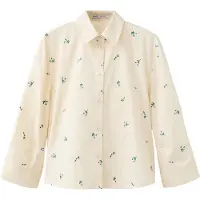 Mango Embroidered Cotton Shirt - Yellow - L