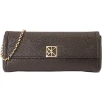 Calvin Klein Emblem Hw Pebble Clutch - Brown - ONE SIZE