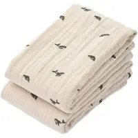 Liewood Lewis muslin froteepyyhe 2-pack 65x65 cm. Mini whale-Sandy