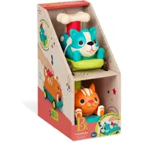 B. toys Koira- ja kissa-ajoneuvo Push & Go, 2 kpl