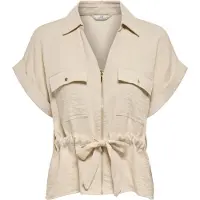 ONLY Jdymille S/S Zip Shirt Wvn Noos - Beige - XL