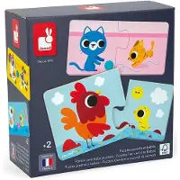 Janod - Puzzle - Parent And Baby Animals - Navy - ONE SIZE