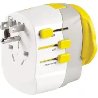 Go Travel Worldwide Adaptor + Twin USB-A Yellow Elektroniikkatarvikkeet OneSize