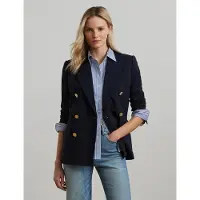 Ralph Lauren Double-Breasted Wool Crepe Blazer - Navy - 40