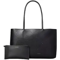 Calvin Klein Emblem Aop Perfor Lthr Tote - Black - ONE SIZE