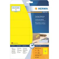 Herma 5058, Keltainen, Itse kiinnittyvä tulostintarra, A4, Paperi, Laser/Inkjet, Irroitettava