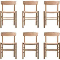 Fredericia Furniture J39 tuoli, Vaalea öljytty tammi punottu luonnonvärinen, 6-pakkaus