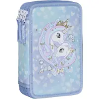 Beckmann Three Section Pencil Case W/Content - Unicorn Princess Ice B - Blue - ONE SIZE