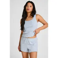 Hunkemoller Short Pointelle Print - Blue - XS