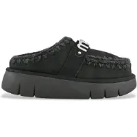 Mou for woman. MU.FW531001A Bounce clog suede - letter logo (40), Leather, Black, 3 to 5 cm, None, Casual