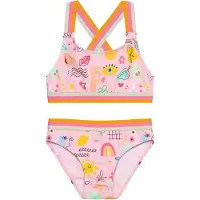 Color Kids Bikini W. Contrast Straps, Aop - Pink - 104