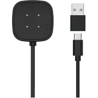 Triacle USB latausjohto + USB-C - USB-A -sovitin, Fitbit Versa 3/4 ja Sense 1/2