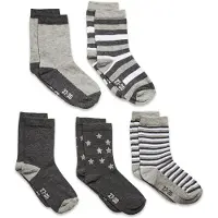 Minymo Sock W. Pattern (5-Pack) - Grey - 19-22