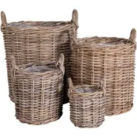 House Nordic Emma - Baskets, Kubu Rattan, Natural Set Of 4 - Brown - 58X50X50CM