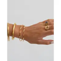 Timi Of Sweden Juniper Wavy Twisted Bangle Bracelet Stainless Ste