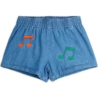 Mini Rodini Note Emb Lightweight Denim Shorts - Blue - 104/110