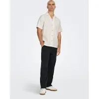 Only & Sons Onsbertil Waffle Ss Resort Shirt - White - XXL