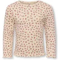 Kids Only Kmgtrinny Aop Ls O-Nck Top Jrs Noos - Cream - 116