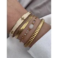 By Jolima Angeline Large Bracelet - Gold - ONE SIZE 19 cm