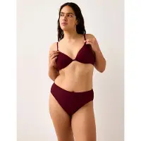 Lindex Brief Bikini High Hanna Rib - Burgundy - M