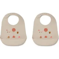 Liewood Tilda Silicone Bib 2-Pack - Cream - ONE SIZE