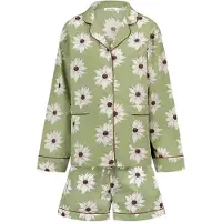 Anna + Nina White Lotus Dreams Pyjama - Green - M
