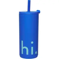 Design Letters Travel Cup With Straw With Soft Coating - Blue - 50 CL