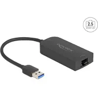 DeLOCK 66045, USB 5 Gbps Type-A, 2.5 Gigabit LAN RJ45, 0,15 m, Musta