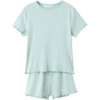 Mango Short Ribbed Pyjama - Green - 7-8
