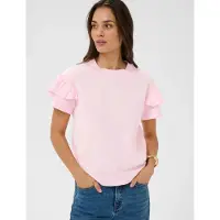 Kaffe Kaerin Flounce T-Shirt - Pink - XXL
